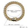 Bracciale a catena a maglie cubane Miami in oro bianco 18 carati ghiacciato CZ Zirconia 10 14 18mm Rapper Hip Hop Curb Gioielli Regali per ragazzi Who347d