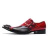 Scarpe da uomo in vera pelle patchwork rosso nero stile britannico Abito da sposa per feste Scarpe da ballo paty maschili Slip on Business Shoes Male