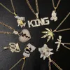 Bling шику замороженный из панк-хип-хоп ожерелье мужчин женщины корону короля ожерелье кулон лев головы