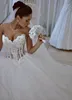 Sweetheart Beaded Pearls Ball Gown Wedding Dresses Soft Tulle Bridal Gowns 2023 Sexy Lace Up Back Formal Long Robe De Mariee