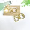 50PCS Wedding Anniversary Favors 50th Design Gold Bottle Opener in Gift Box Birthday Party Giveaways Solid Golden Beer Openers