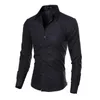 ドレスシャツ2021高級品質男性スリムフィットシャツ長袖カジュアルティートップスファッションソリッドカラーフォーマル1