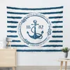 Nautical Navy Tapestry Hem Dorm Striped Wall Hängande Tyg Anchor Tapiz Tapestries Sea Turtle Carpet Dekorativ filt