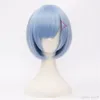 Perruques Super Cosplay Re: La vie dans un monde différent de Zero Blue Rem Anime Hair