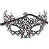 Elegante Damen-Partymaske aus hellem Metall, venezianische schwarze Maskerade-Maske, rote oder blaue oder weiße Strasssteine, für Party, Kostüm, Ball, Hochzeit, M3513203