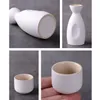 Crude Pottery Japanese Sake Set Traditional Drinkware Black White Ceramic 1 Tokkuri Bottle and 6 Ochoko Cups Wine Gifts