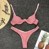 Новая мода лето женщины сексуального проложенного Push Up Bra косточки Shinny Bikinis Комплекты Купальник Push-Up Купальники Щепка бикини Set