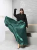 New women's high waist elastic waist metal color glossy fabric shinny pleated maxi long mermaid big expansion skirt plus size S M L