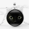 Black Glass Cabochon Necklace cat Ear Frame Pendants necklaces women kids fashion jewelry 1625