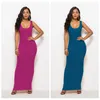 Vrouwen sexy jurk mouwloze slanke maxi jurk hoge stretch tank gewaad zomer effen jurken ronde kraag lange sexy elegante jurken YFA717