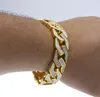 Kubanskt kedja armband för mens toppar kvalitet popklubb tillbehör is ut hip hop armelets guld plätering bangle zircon kedjor wy338