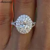 choucong fijne sieraden echte soild 925 sterling zilveren ring ovaal gesneden diamant engagement trouwband ringen voor vrouwen mannen