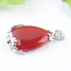 WOJIAER larme goutte d'eau amour naturel Agate rouge pierre gemme pendentif collier Reiki perle femmes bijoux DN3468