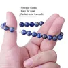 Pulsera de cuentas elástica de cristal curativo de lapislázuli preciosa Natural de 8mm para regalo de amistad Unisex joyería hecha a mano
