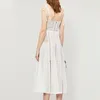 Self-Portrait New Arrival Summer White Color Lace Long Dress Women Bow Spaghetti Strap Backless Hollow Out Runway Dress