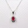 Pendentif rubis en argent classique pour fête, 4mm x 6mm, pendentif rubis naturel, collier en argent 925, cadeau romantique pour fille