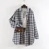 Kvinnor Plaid Shirt Förstoringar Blusar Pojkvänskjorta Långärmad Blus Kvinnlig Skjortor Flannel Topps Femininas Chemise OuterWear1