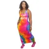 CM.Yaya Kvinnor Sommar Slips Dye Jag kan inte andas in Letter Tie Dye Print Ärmlös Tank Maxi Klänning Fashion Streetwear Långa Klänningar