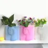 Silikon vase vägg hängande silikon vaser växt blomma hem kontor kylskåp dekorativa vas handformad blomkruka