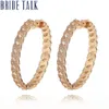 Bride Talk Charming Attractive Hoop Earring For Night Bar Party Women Circle Earrings Full Zircon Crystal Fashion Jewelry