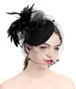 Femmes élégantes blanc noir fascinateur chapeaux 5 couleurs mariage mariée église fleurs plume filet dentelle style européen Sinamany Kentucky 1464470