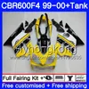 Karosserien + Tank für HONDA CBR 600 F4 FS CBR 600F4 CBR600F4 99 00 Hellgelb heiß 287HM.28 CBR600FS CBR600 F 4 CBR600 F4 1999 2000 Verkleidungsset