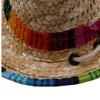 Sombrero di paglia Cappello messicano Fibbia regolabile per animali domestici Cappello di gatto di paglia multicolore per animali domestici