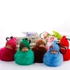 Mignon dormir bébé poupée porte-clés moelleux fourrure pompon porte-clés sac de voiture pendentifs porte-clés porte-clés Party Favor LJJA3773