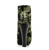 Beau fan de l'armée camouflage bottes de l'armée féminine avec sangles croisées plate-forme étanche à talon haut talon épais de boîte de nuit sexy