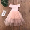 Geboren babymeisjes off-the-shoulder tutu jurk mouwloze baby peuter prinses feest tule sundress