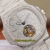 R8 Top-Version 5719 / 10G-010 voll gepflastert mit Diamanten Zifferblatt Echt Tourbillon mechanischer Handaufzug 5711 Herren-Uhr Luxus-Designer-Uhren