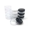 LIP BALM CONTAINERS 3G / 3ML Clear Ronde Cosmetische Potkruiken met zwarte heldere witte schroefdopdeksels en kleine kleine 3G-fles