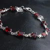 Красные бриллиантные браслеты для женщин Девушки 925 Стерлинговые серебристые дизайны Стерлинговые конструкции Мода Подарочная цепочка цепь Ювелирные изделия с застежкой омара 8 дюймов