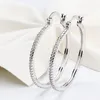 Hoogwaardige 925 Sterling Silver Big Hoop Earring Volledig CZ Diamond Fashion Bad Girl Sieraden feestoorrings