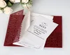 Laser Cut Wedding Invitations With RSVP Cards Burgundy Customized Flowers Folded Wedding Invitation Cards With Envelopes BW-HK153