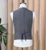 Personalizado trespassado Tweed Vest Lã Herringbone Groom Coletes Pockets terno dos homens de coletes Slim Fit Homens Dress Vest casamento Colete