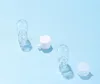 Lägsta pris 2ml Mini Clear Glasflaska 2cc Tomglas Sample Flaskor med vit Clear Skruvlock Små glasflaskor 5000pcs / Lot