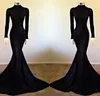 Elegant Black Sequins LongSleeve Mermaid Evening Dress HighNeck Modest Long Sleeve Blingbling Girls Pageant Prom Gowns Formal Pa3475552