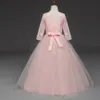 2019 nova adolescente princesa renda vestido sólido crianças flor bordado vestidos para meninas crianças baile de formatura usar vestido de baile vermelho by3070042