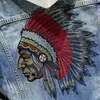 Męska Kurtka Denim Hip Hop Retro Jeans Coat Street Vintage Haftowane Indian Kurtka Dżinsowa Moda Slim Długi Rękaw Rozmiar M-XXXL