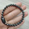 Bracciale energetico con perline di ematite sfaccettata, pietra minerale naturale, tormalina nera grezza, pietra curativa per uomo e donna310p