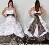 2019 Plus Size Camo Wedding Dresses A Line Halter Ruched Pleats V Neck Satin Wedding Bridal Gown 2019 Custom Made