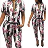 Women 'S Set Casual Tracksuit Two Pieces Printing Set Short Sleeve Sweatshirt Tops +Pants Set Suits Size S-2XL