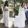 2020 élégant pleine dentelle sirène robes de mariée hors de l'épaule manches longues balayage Train pays robe de mariée vestido de novia