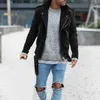 Mens Fashion Casual Herfst Solid Jassen Winter Warm Lange Mouw Uitloper Zipper Revers Collar Mannelijke Plooier Jas Streetwears
