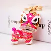 Nieuwjaar Kleine Gift Chinese Stijl Creatieve Diamond Kylin Lion Dance Legering Sleutelhanger Lion Metal Pendant Sleutelhanger