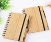 Wood Bamboo Cover Notebook Spiral Notepad With Pen 70 sheets recycled lined paper SN2129