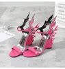 뜨거운 판매-dal 발목 스트랩 웨지 하이힐 샌들 플랫폼 섹시한 샌들 웨지 불꽃 특허 가죽 신발
