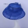 2019 Grande cappello da organza rosa corallo cappello netto per Kentucky derby chiesa razze di nozze festa w / fiore.