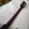 R 6 String Semi Hollow Body purple Electric Guitar Single Hole, White MOP Triangle Fingerboard Inlay